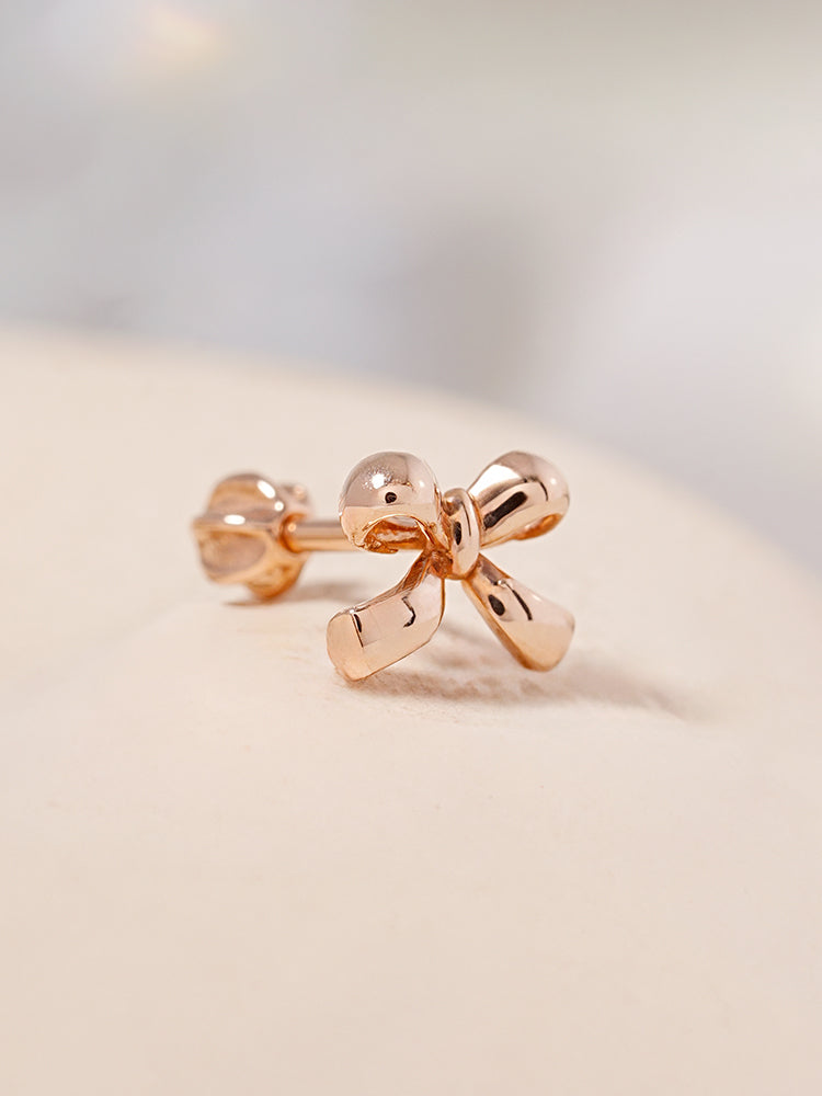 14K Solid Gold Ribbon Shape Cartilage Earring 18G16G