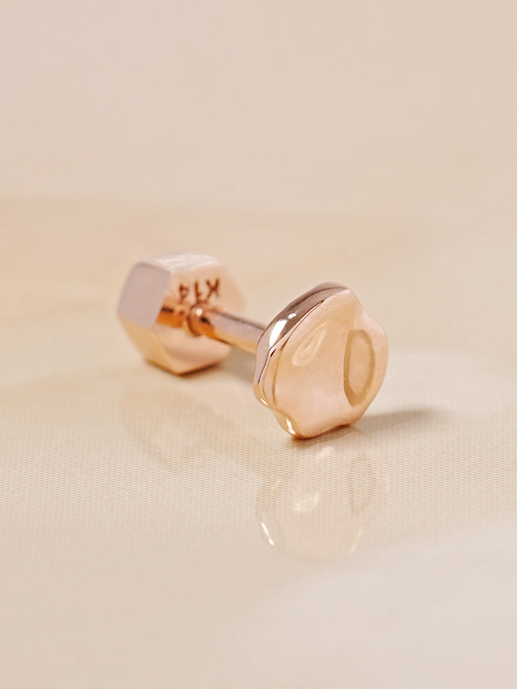 14K Gold Rough Disc Cartilage Earring 18G