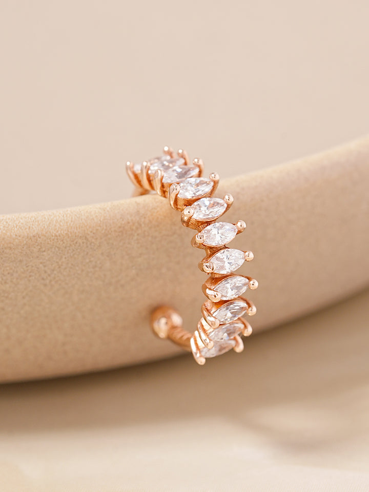 14K Solid Gold Shine Crystal Inner Conch Ear Cuff