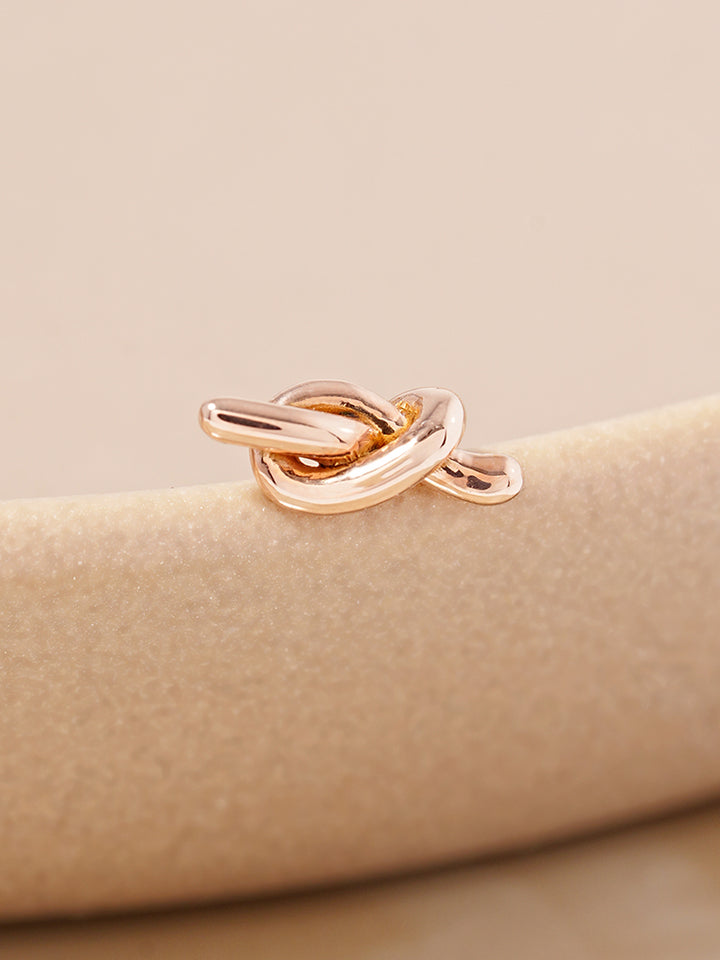 14K Solid Gold Simple Knot Point Cartilage Earring 18G16G