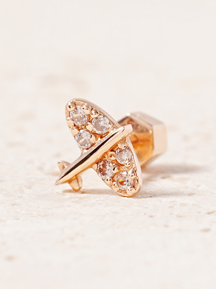 14K Gold Sky Glow Flying Cartilage Earring 18G