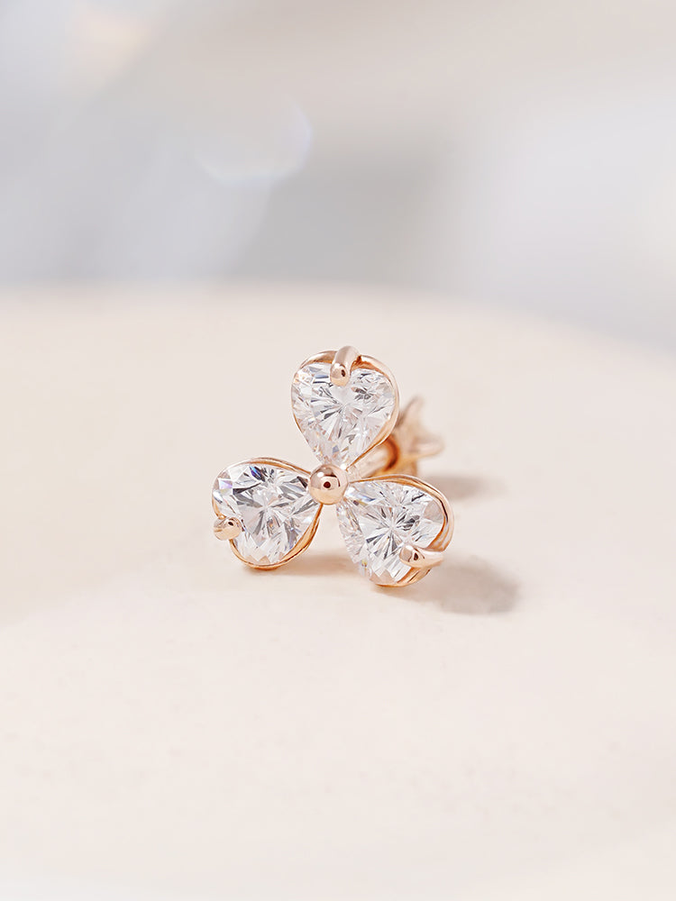 14K Gold Trio Clover Cartilage Earring 18G16G