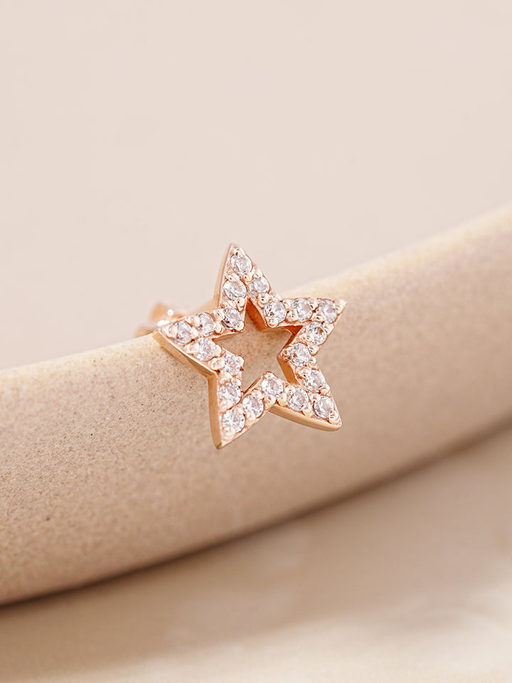 14K Gold Cubic Twinkle Star Cartilage Earring 18G16G
