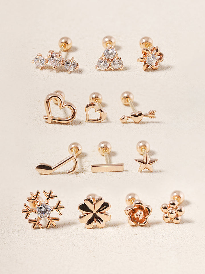 14K Solid Gold Wish Cartilage Earrings Collection 20G