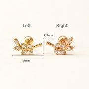 14K Gold Point Leaf Cartilage Earring 20G18G16G