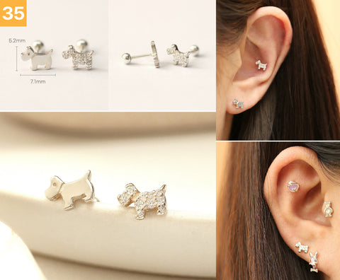 925 Silver Lovely cartilage earring 20g