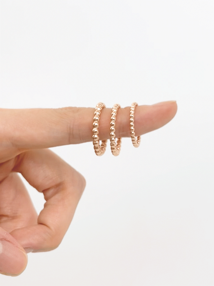 14K Solid Gold Layered Volume Bubble Ball Ring