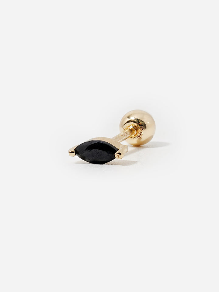 14K Solid Gold Black Boat Cubic Cartilage Earring 20G18G16G