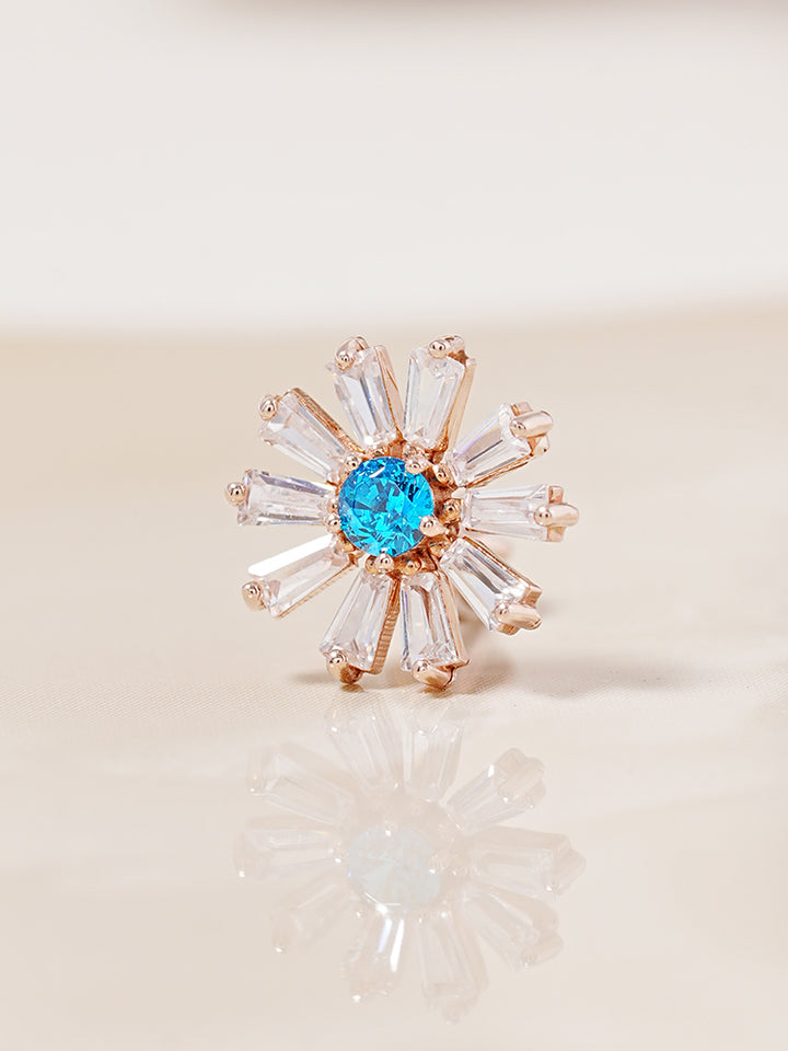 14K Gold Blue Sunshine Cartilage Earring 18G16G