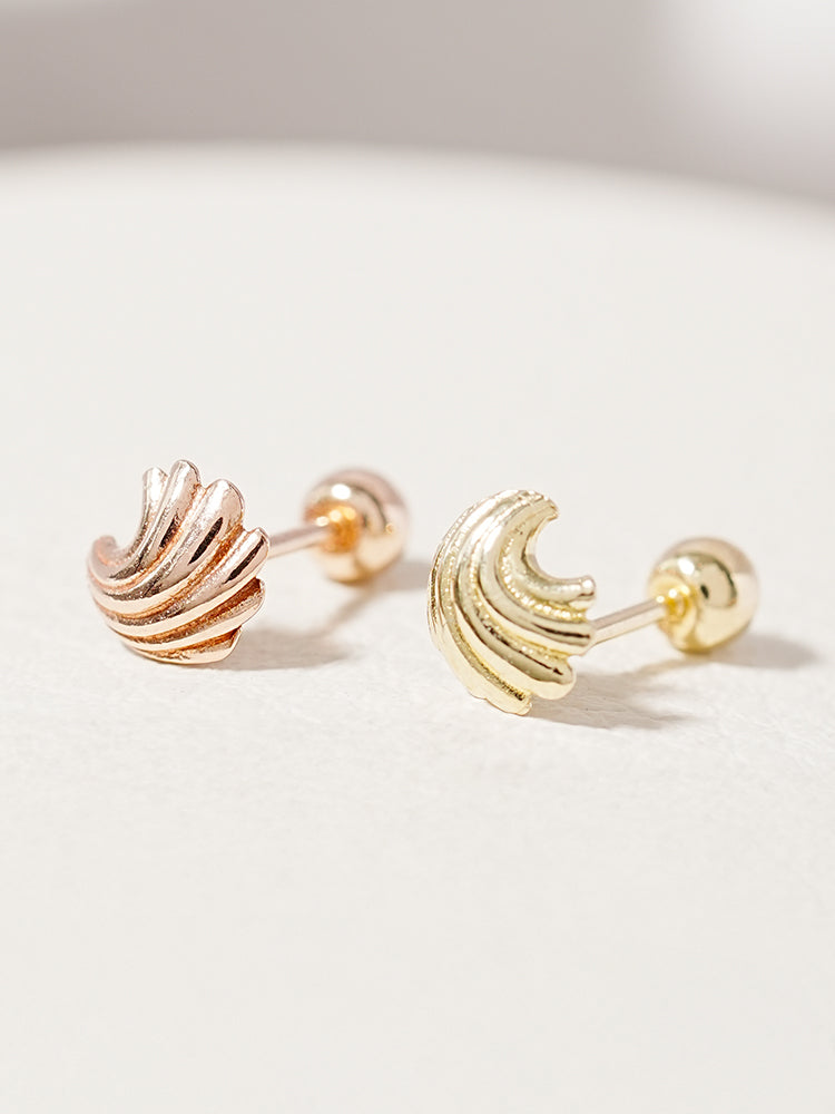 14K Solid Gold Bold Mini Shell Cartilage Earring 20G