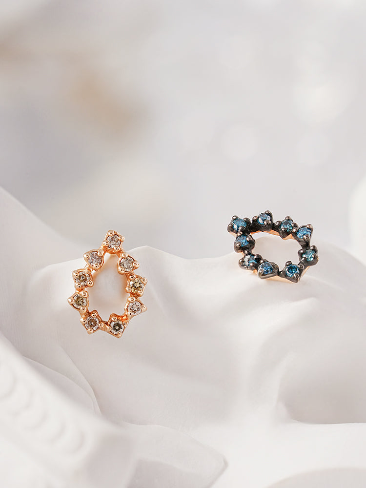 14K Solid Gold Circle of Star Cartilage Earring 18G