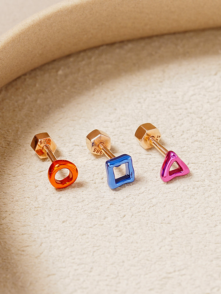 14K Gold Color Graphic Pop Shape Cartilage Earring 18G