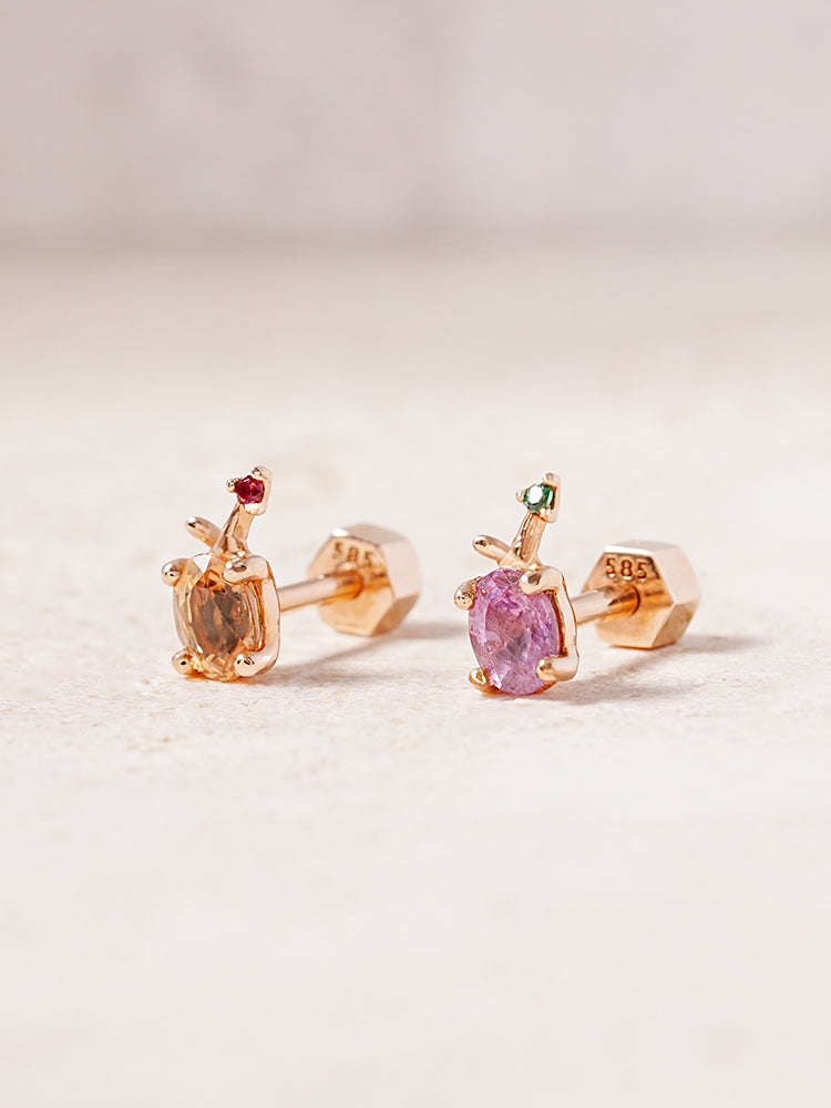 14K Gold Color Sapphire Fruits Cartilage Earring 18G