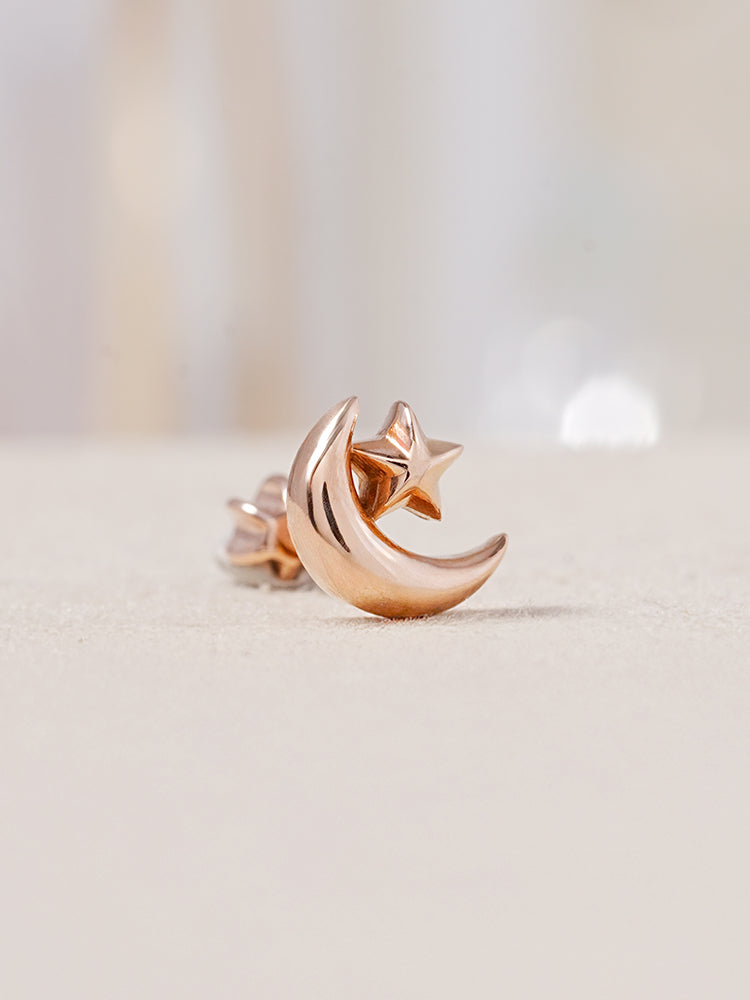 14K Solid Gold Dreaming Night Cartilage Earring 18G16G