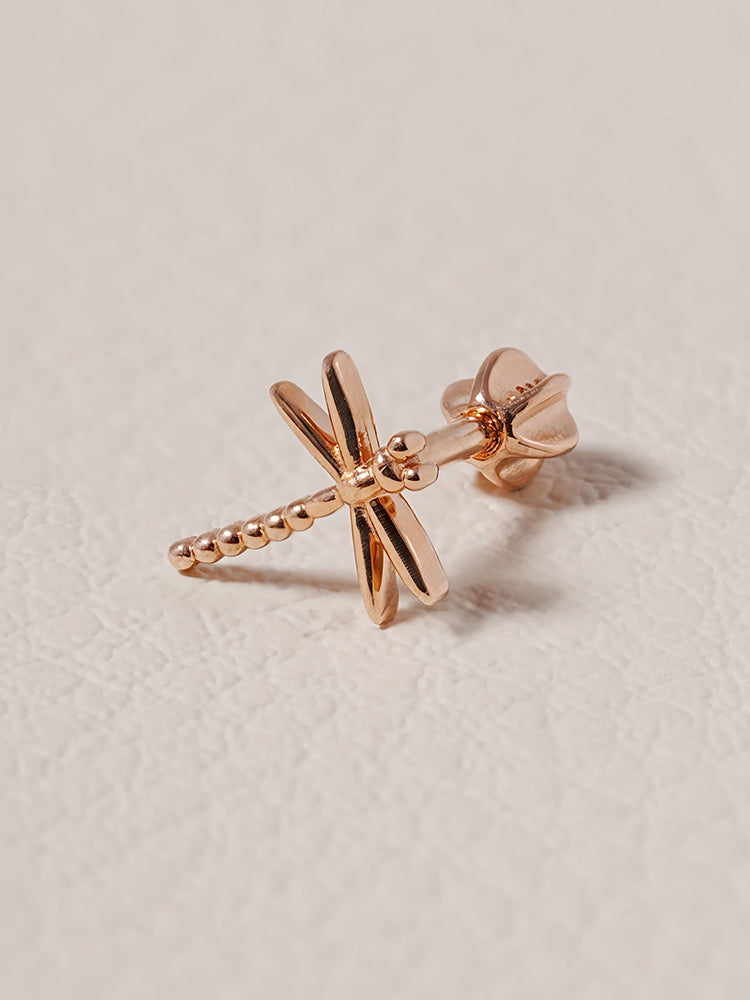 14K Solid Gold Flat Dragonfly Cartilage Earring 18G16G