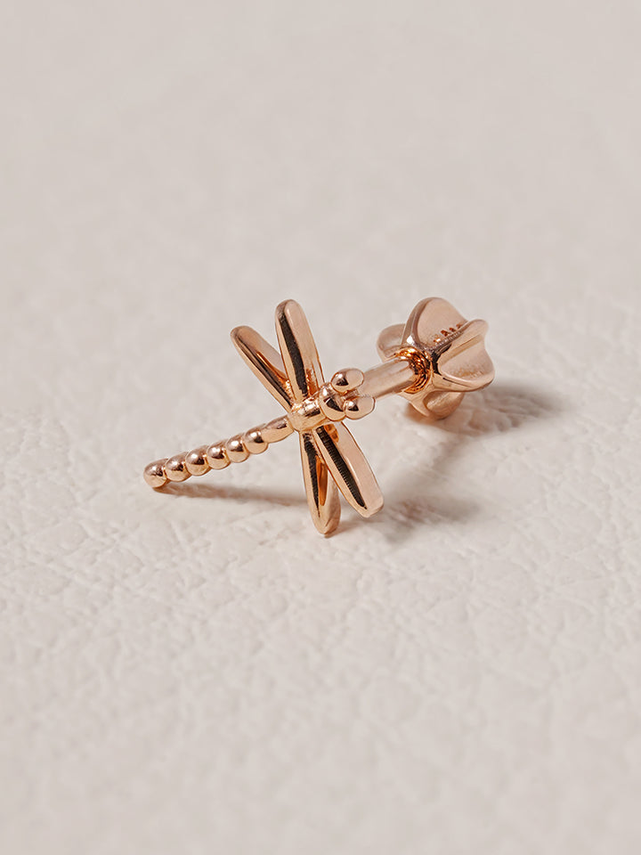 14K Solid Gold Flat Dragonfly Cartilage Earring 18G16G