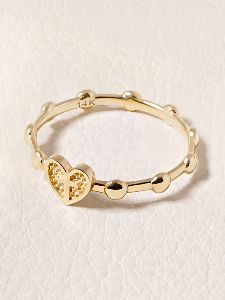 14K 18K Pray Heart Ring