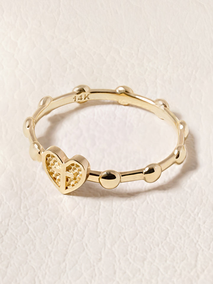 14K 18K Pray Heart Ring