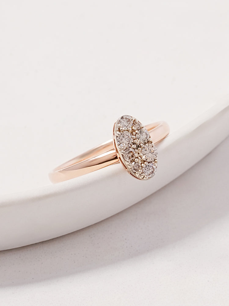 14K 18K Solid Gold Glitter Oval Diamond Ring