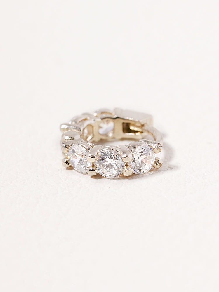 14K 18K Solid Gold Lab Diamond Eternity Tennis Cartilage Hoop Earring