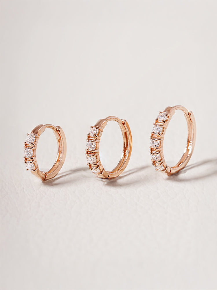 14K 18K Solid Gold Lab Diamond Layered Daily Cartilage Hoop Earring