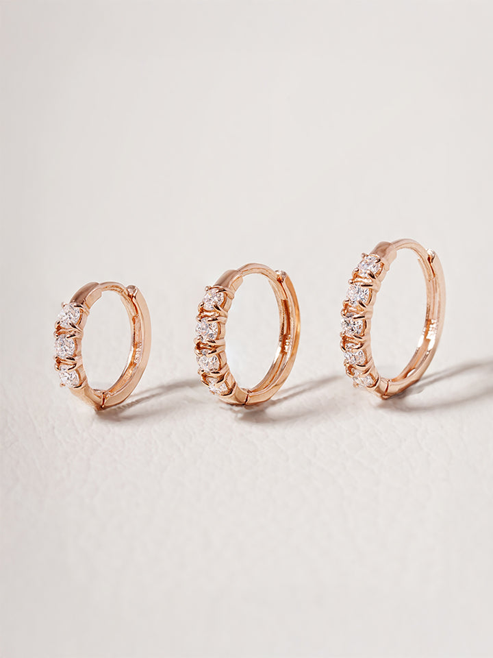 14K 18K Solid Gold Lab Diamond Layered Daily Cartilage Hoop Earring