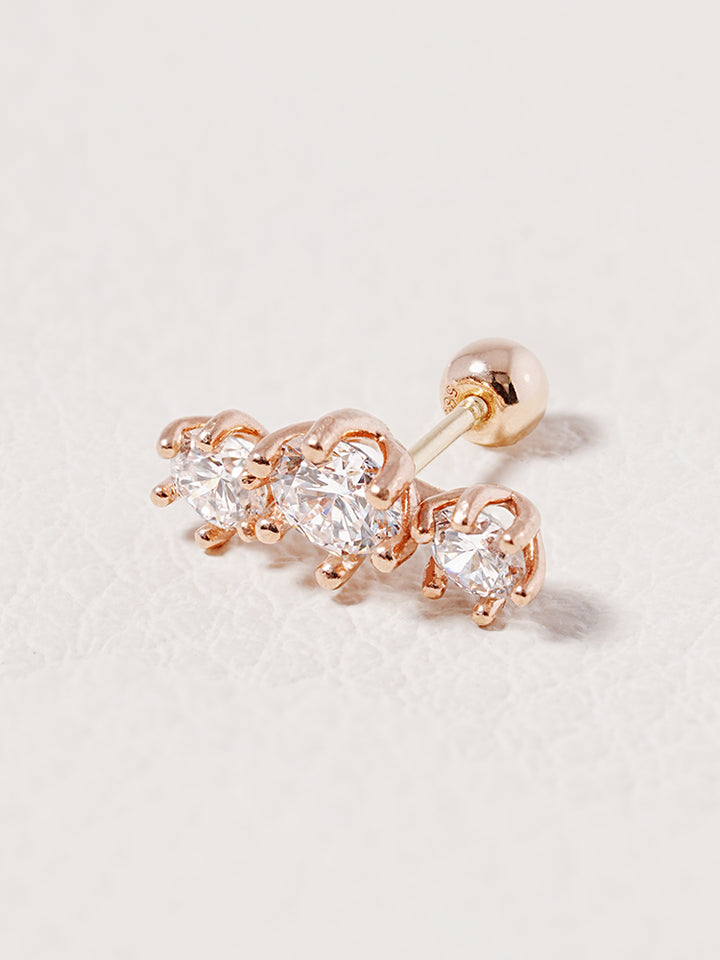 14K Solid Gold Lab Diamond Lumiere Cartilage Earring 20G18G16G