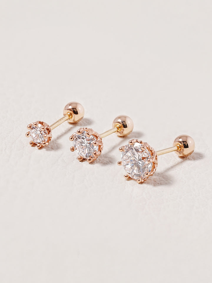 14K Solid Gold Lab Diamond Queen's Bloom Cartilage Earring 20G18G16G