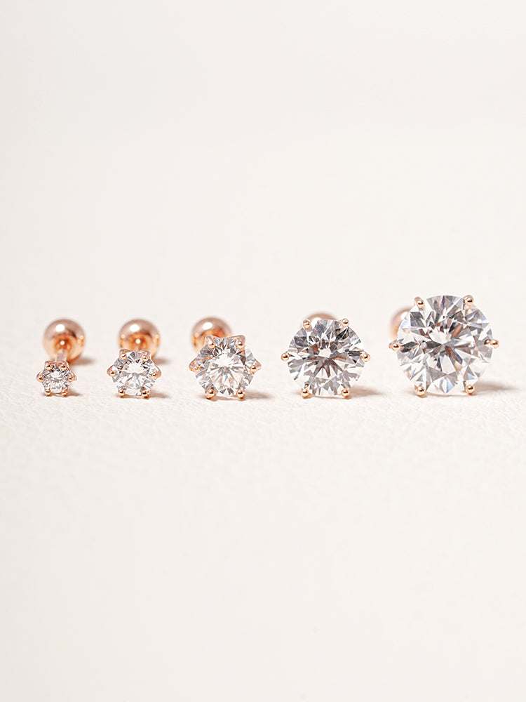 14K Solid Gold Lab Diamond Shine Classic Cartilage Earring 20G