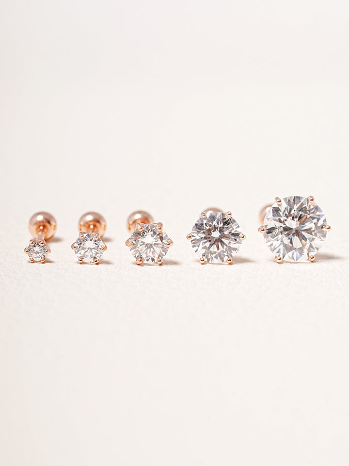 14K Solid Gold Lab Diamond Shine Classic Cartilage Earring 20G