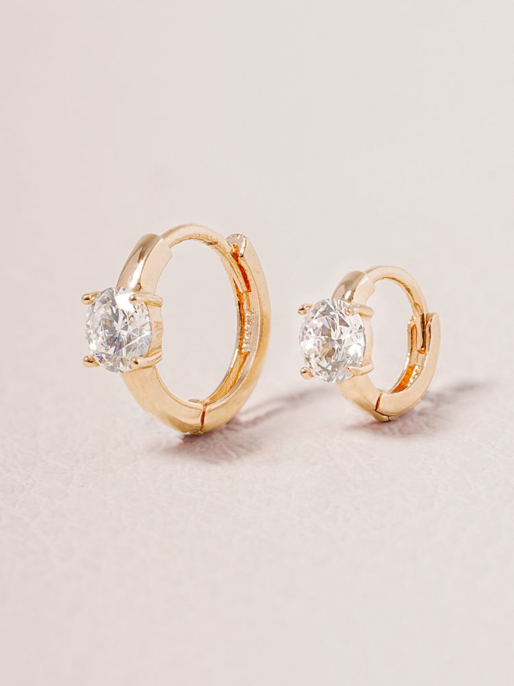 14K 18K Solid Gold Lab Diamond Mini Cartilage Hoop Earring