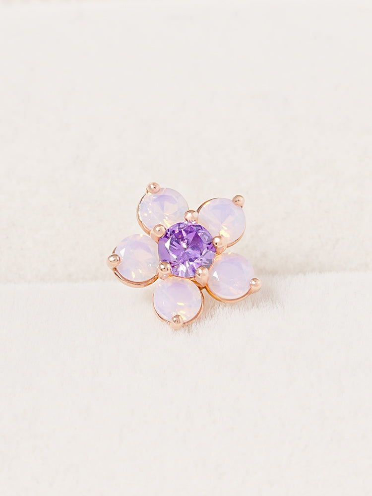 14K Solid Gold Lilac Blossom Cartilage Earring 18G16G