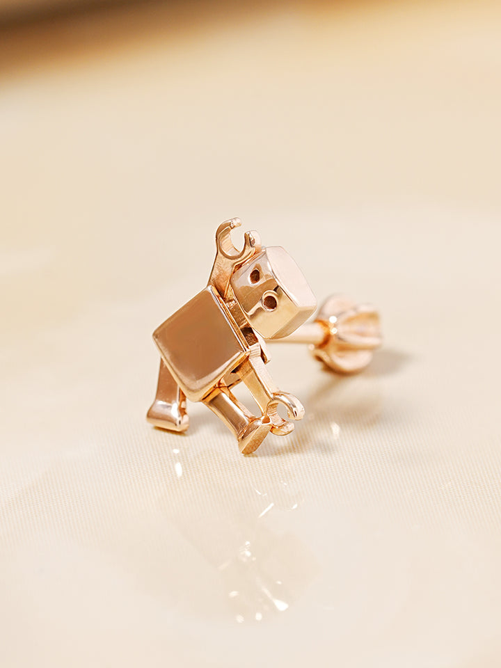14K Gold Little Joint Robot Cartilage Earring 18G16G