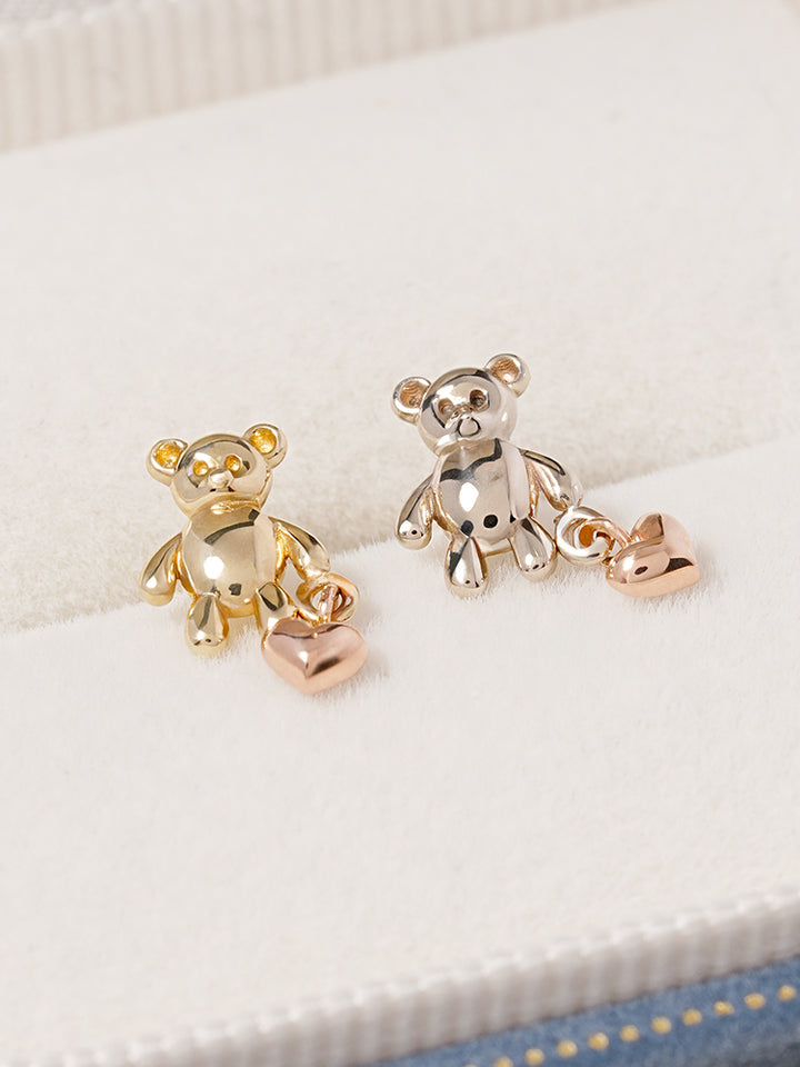 14K Gold Love Heart Bear Cartilage Earring 18G16G