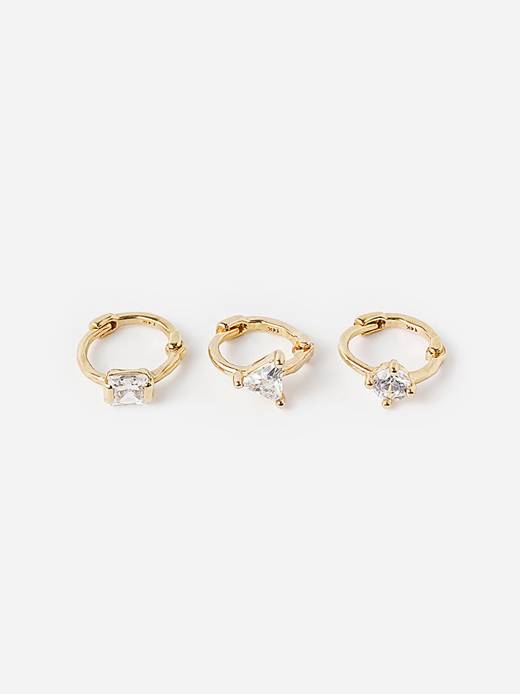 14K Solid Gold Mini Point Cubic Cartilage Hoop Earring
