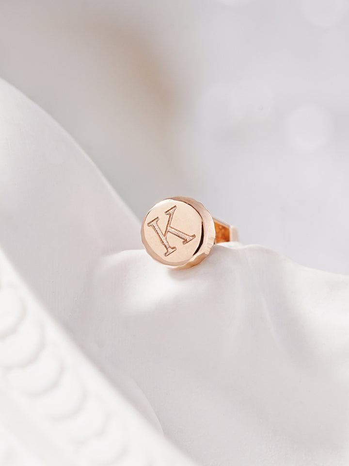 14K Gold My Letter Initial Cartilage Earring 18G