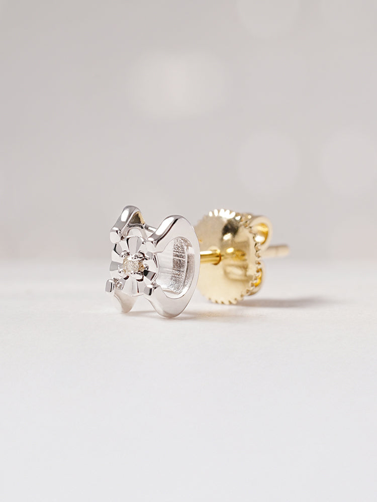 14K 18K Solid Gold Platinum Frame Diamond Stud Earring