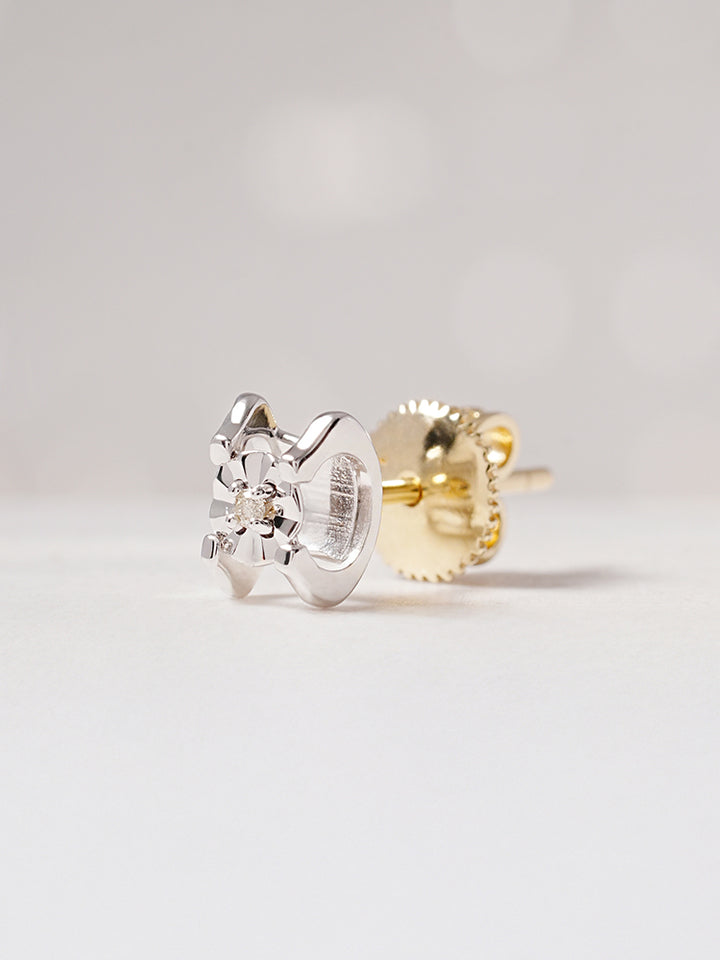 14K 18K Solid Gold Platinum Frame Diamond Stud Earring