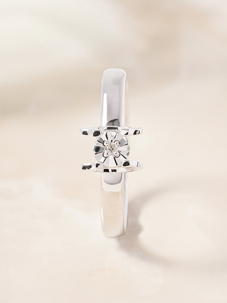 14K 18K Solid Gold Platinum Frame Diamond Ring