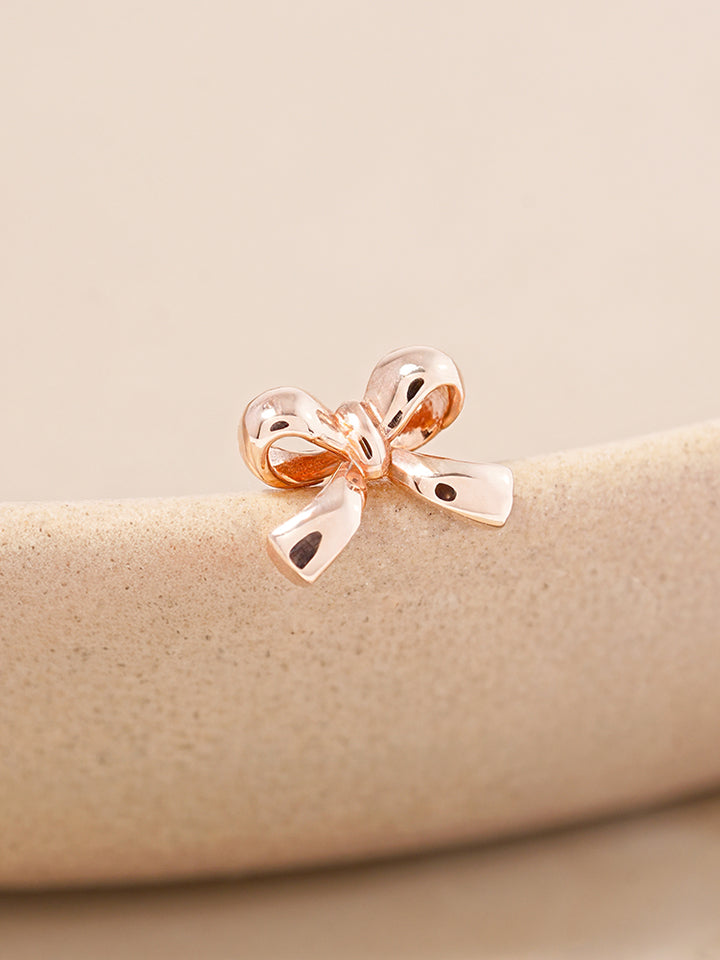 14K Solid Gold Ribbon Shape Cartilage Earring 18G16G