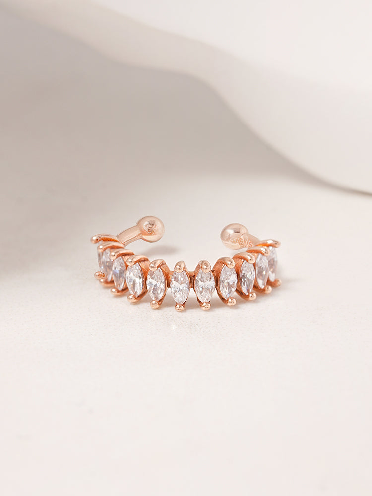 14K Solid Gold Shine Crystal Inner Conch Ear Cuff