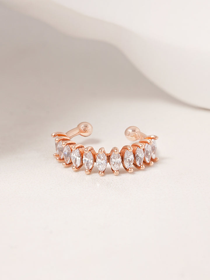 14K Solid Gold Shine Crystal Inner Conch Ear Cuff