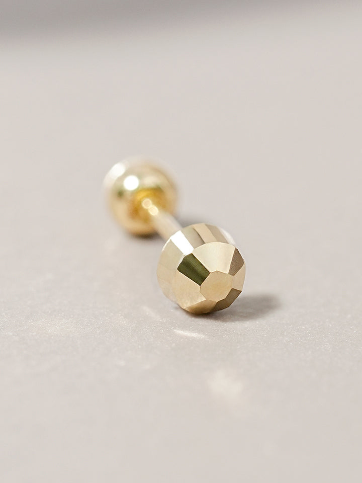 14K Solid Gold Shining Circular Cut Cartilage Earring 20G