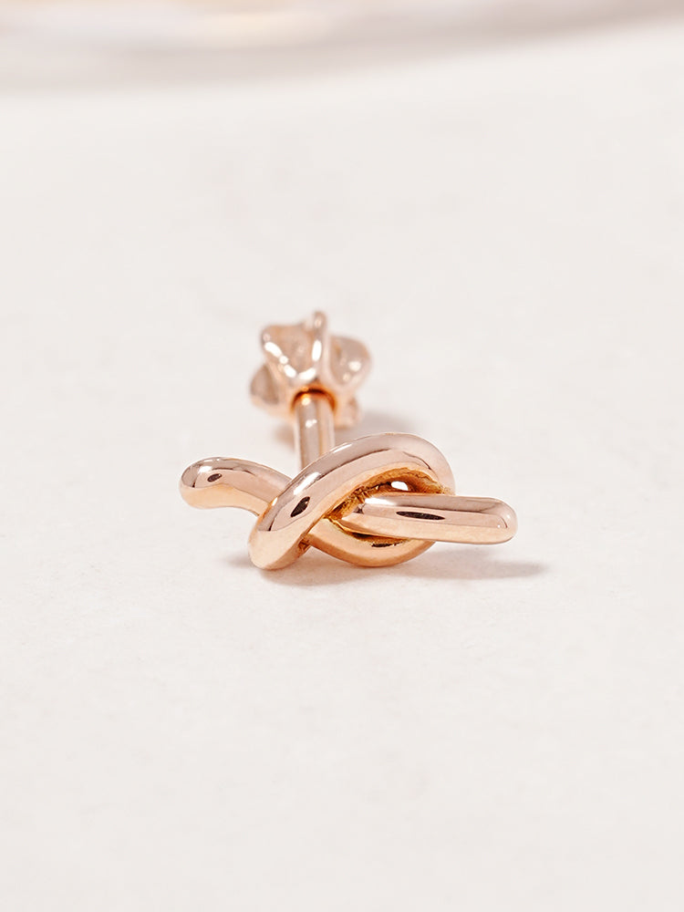 14K Solid Gold Simple Knot Point Cartilage Earring 18G16G