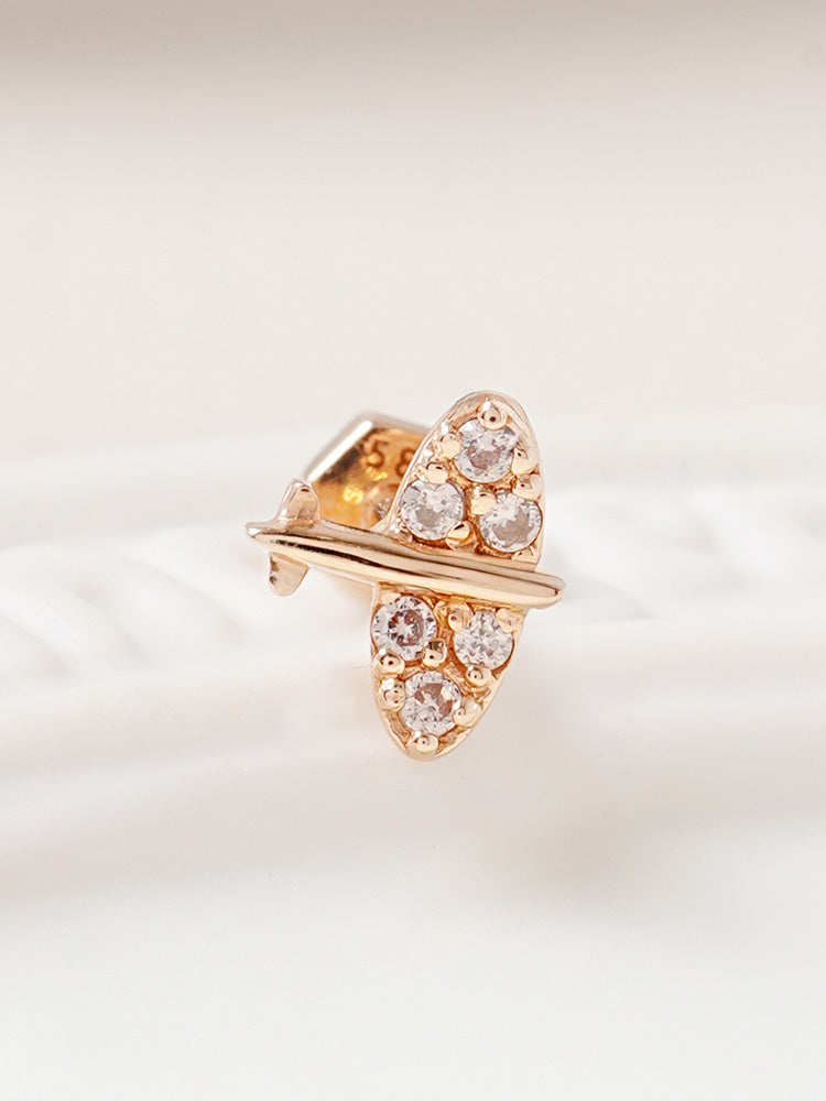 14K Gold Sky Glow Flying Cartilage Earring 18G