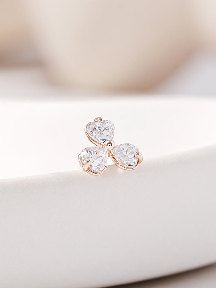 14K Gold Trio Clover Cartilage Earring 18G16G