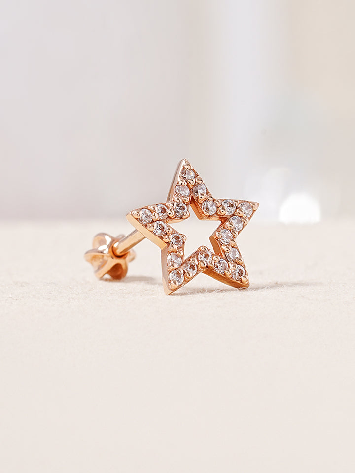 14K Gold Cubic Twinkle Star Cartilage Earring 18G16G