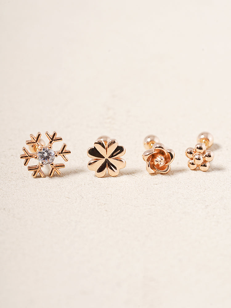 14K Solid Gold Wish Cartilage Earrings Collection 20G