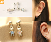 925 Silver Lovely cartilage earring 20g