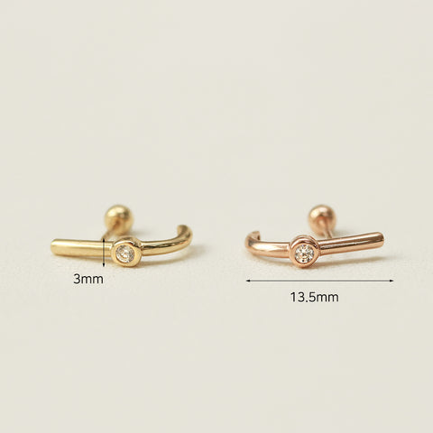 14K Gold Point Cubic Half Ring Earring 20G18G16G